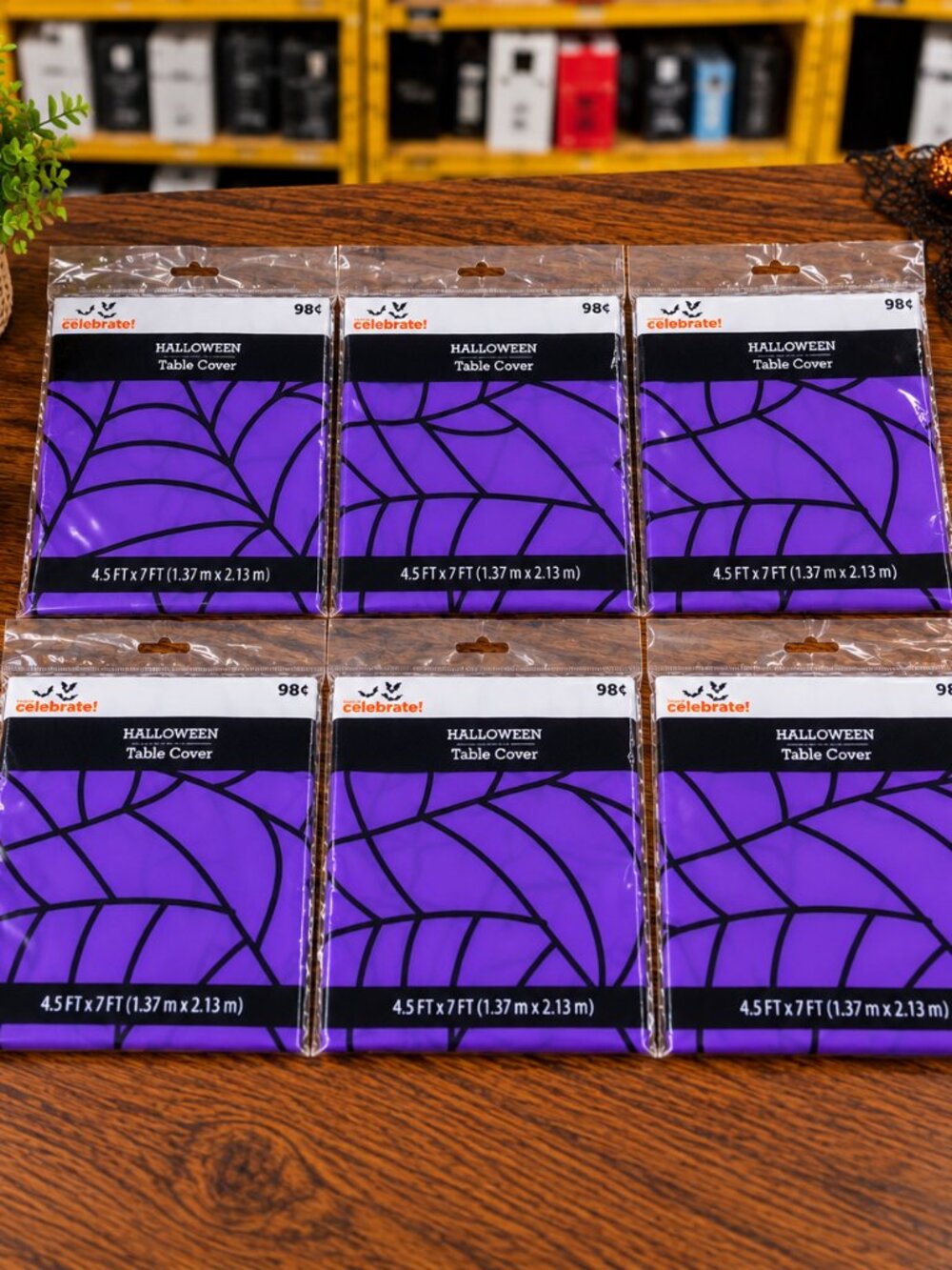 Set of 6 Halloween Purple Spiderweb Table Covers